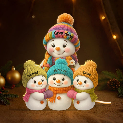 Snowman Grandma, Grandpa, Grandparents and Grandkids Personalized Light Box - Christmas Gift for Grandparents